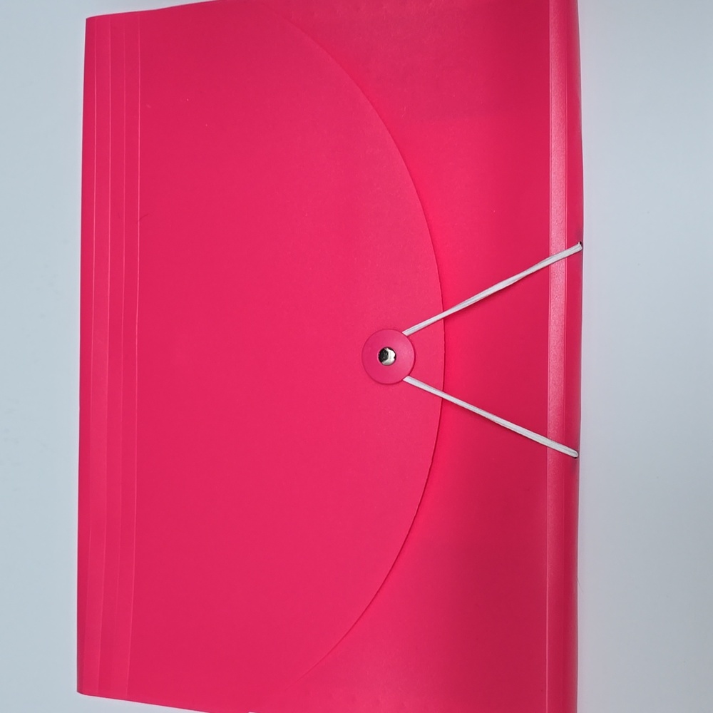 Red-Pink 5 Pocket Accordian File Folder
